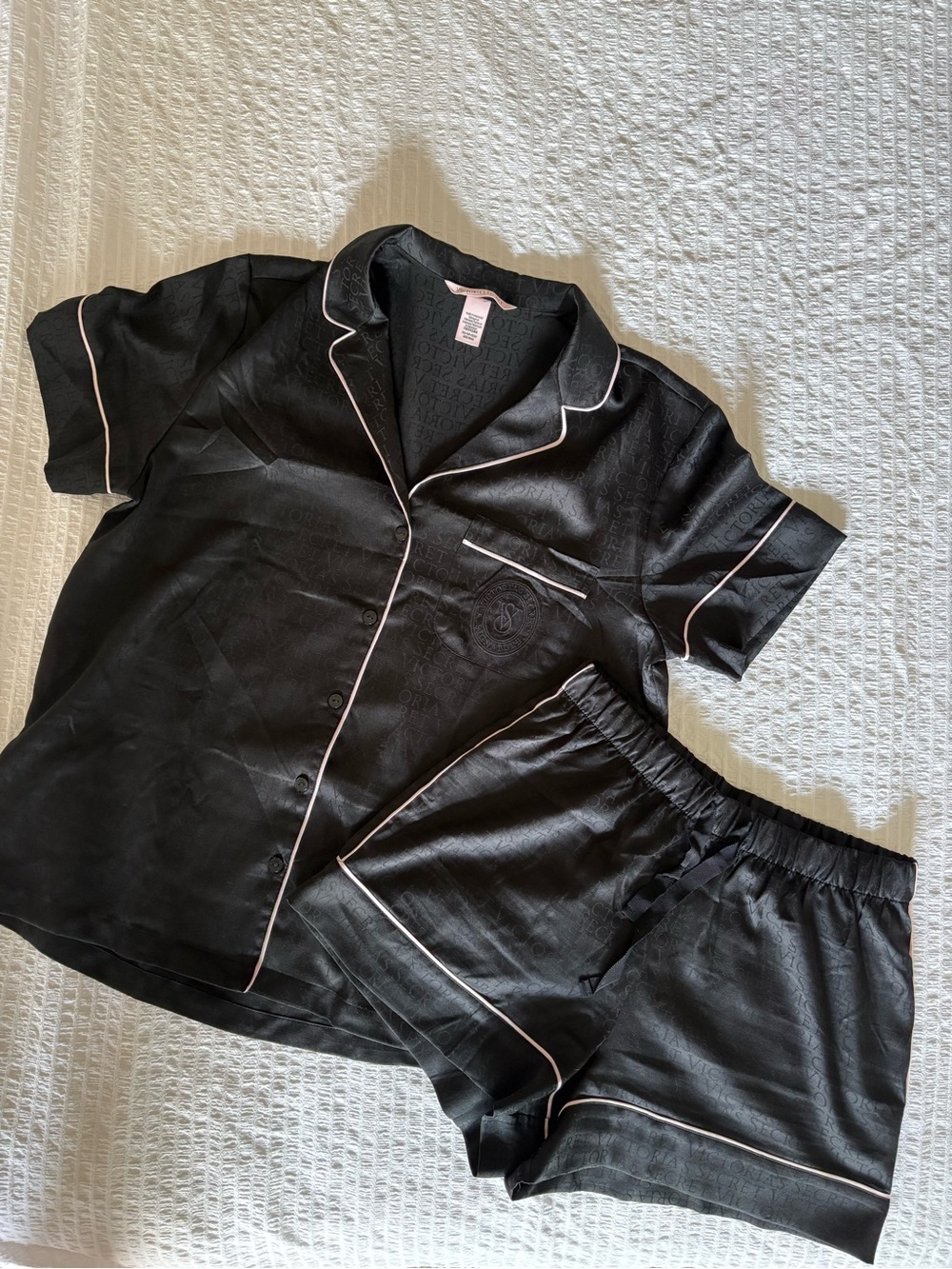 Victoria's Secret Black Satin Pajama Set